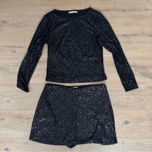 Abercrombie & Fitch Black Sequin Top and Skirt Set